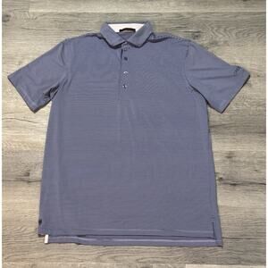 Greyson Polo Shirt Mens Large Purple Blue Striped Golf Stretch Wolf Logo Peru